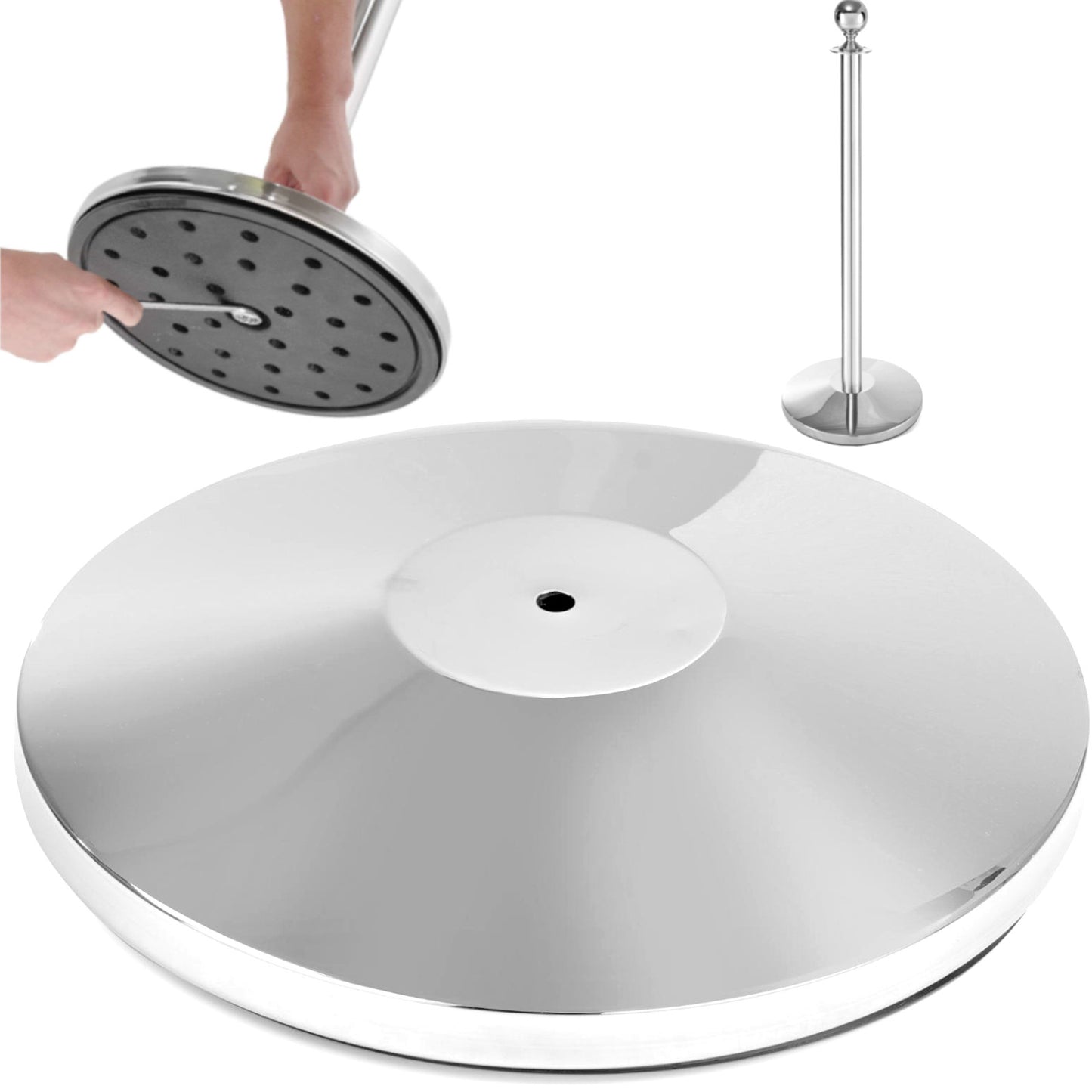 Tables – Base for a barrier post, chrome-plated, silver, diameter. - Carlat