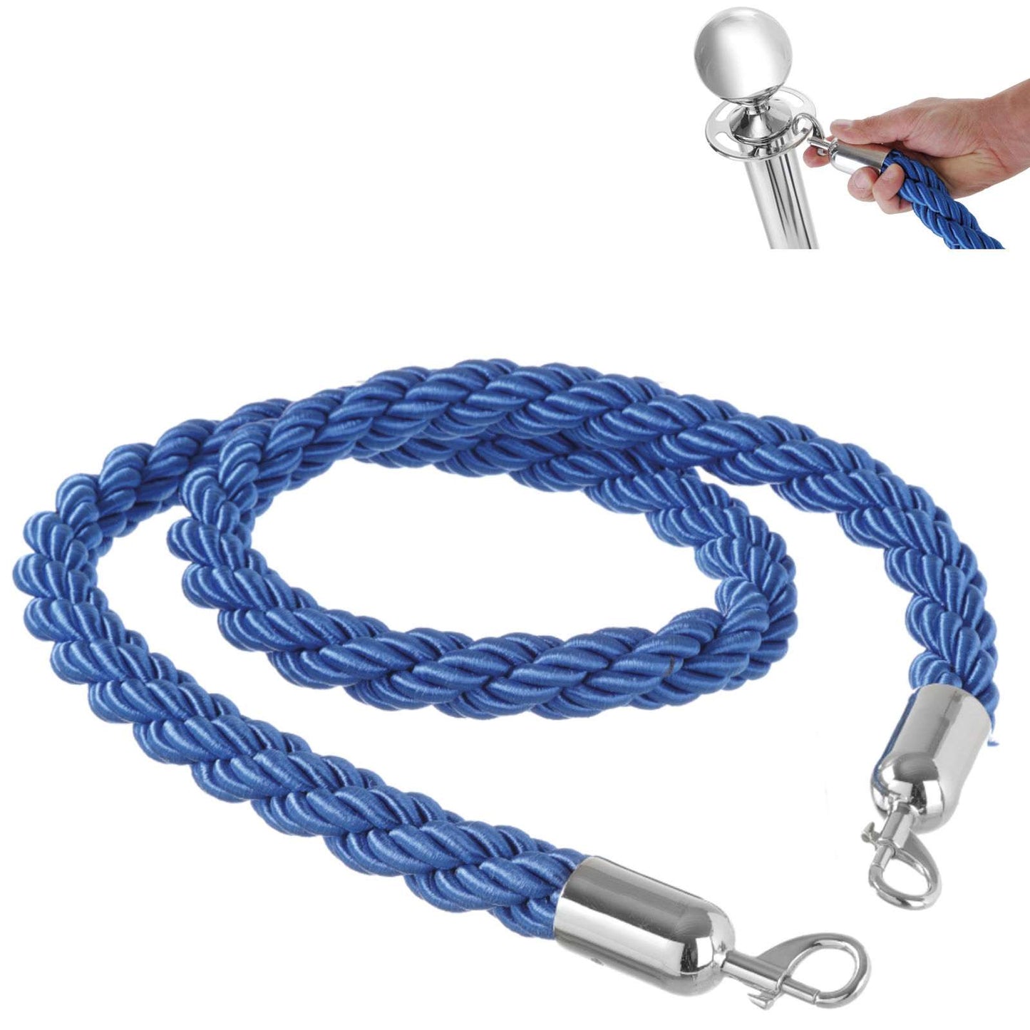 Tables – Blue rope for fence posts with silver carabiners, - Carlat