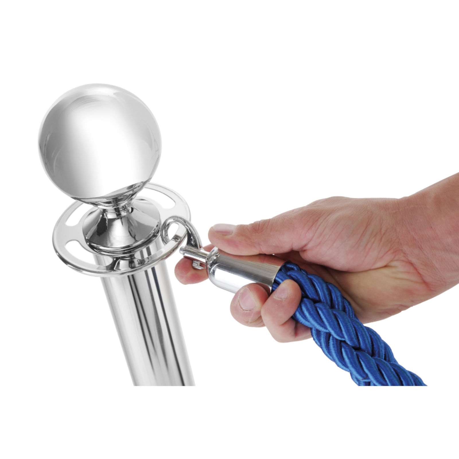 Tables – Blue rope for fence posts with silver carabiners, - Carlat