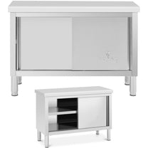 Tables – Catering table with sliding door cabinet STEEL 120 - Carlat