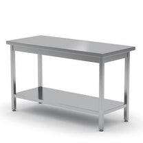 Tables – Central steel kitchen worktop table with shelf 120x60cm - Carlat
