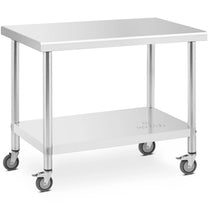 Tables – Central steel worktop table on wheels with a - Carlat