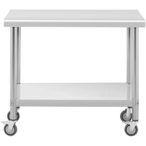 Tables – Central steel worktop table on wheels with a - Carlat