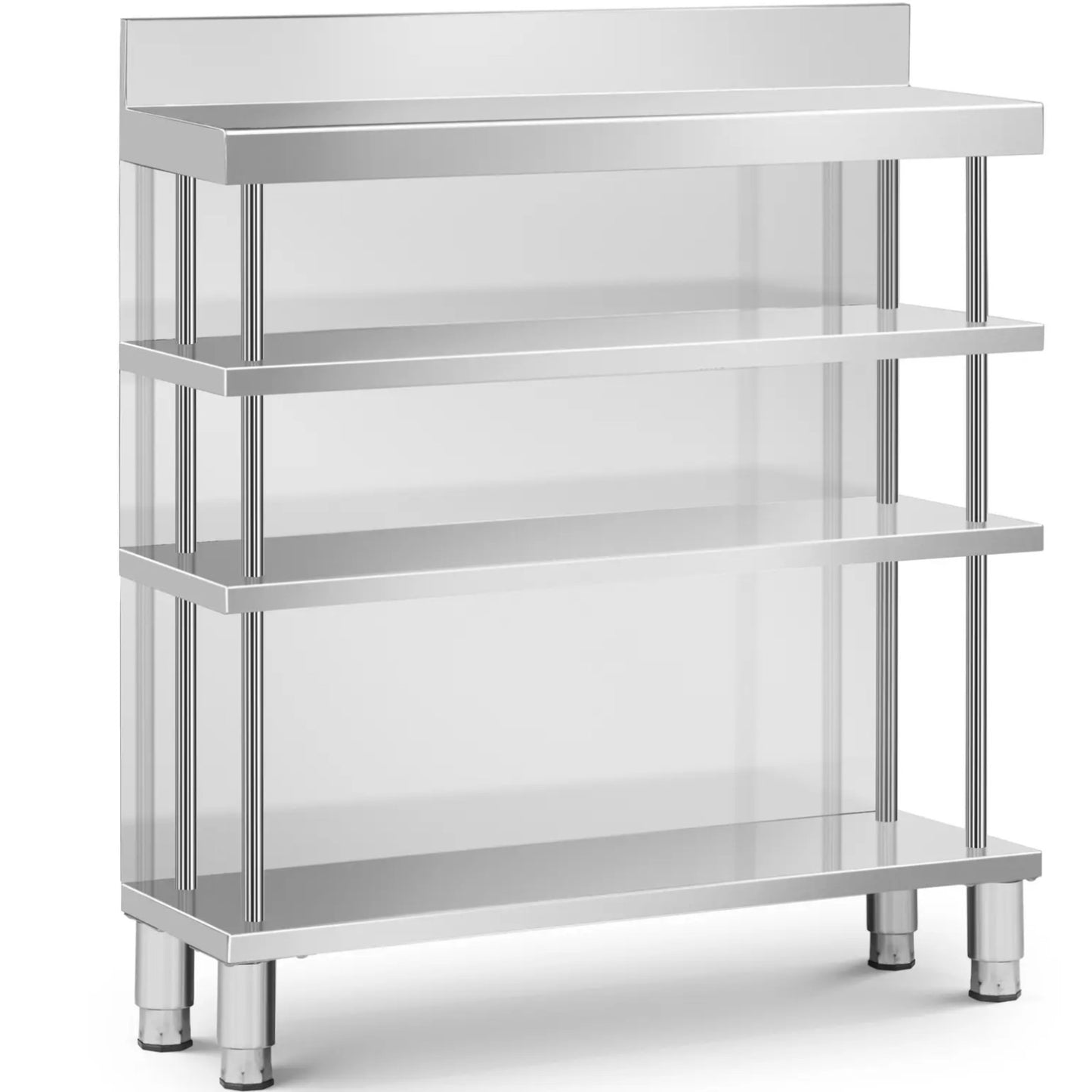 Tables – Gastronomy work bar table with edge, 4 shelves, - Carlat