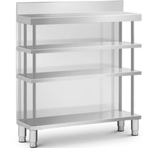 Tables – Gastronomy work bar table with edge, 4 shelves, - Carlat