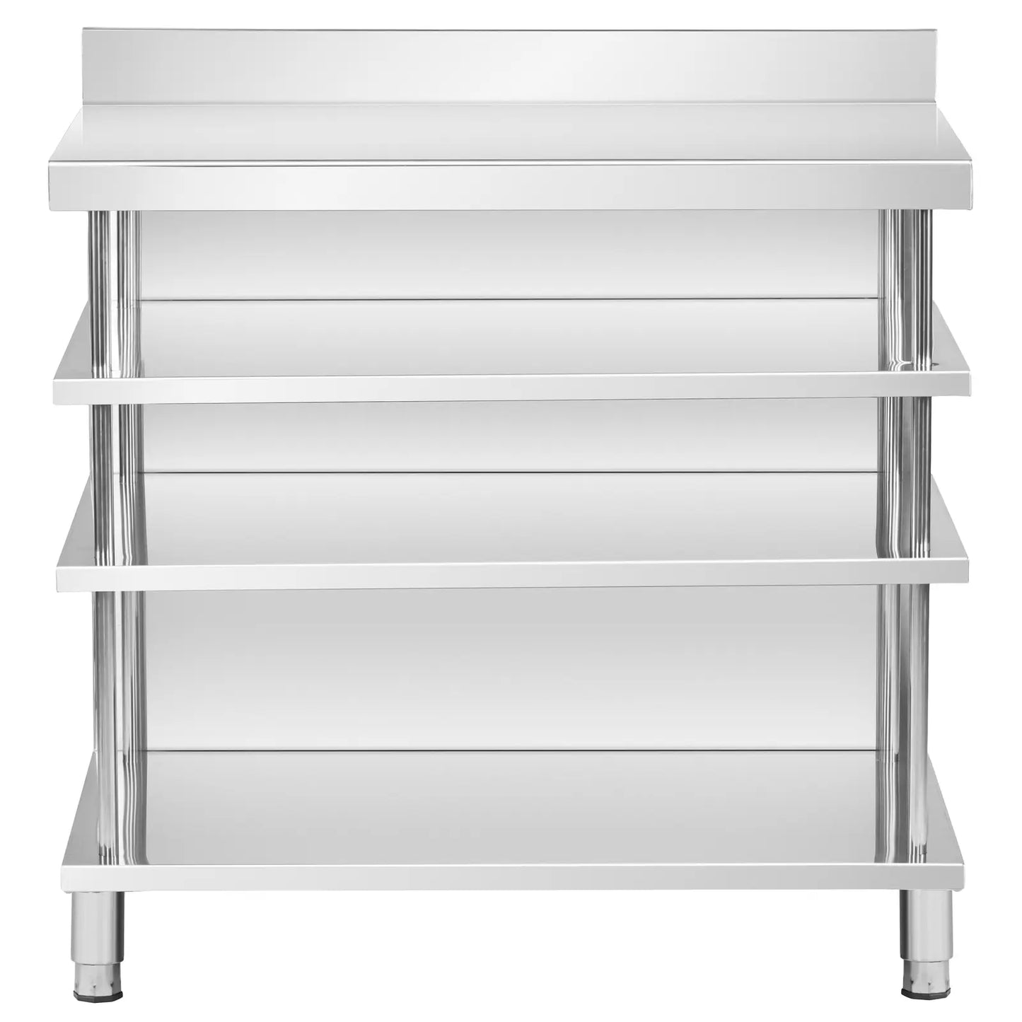 Tables – Gastronomy work bar table with edge, 4 shelves, - Carlat