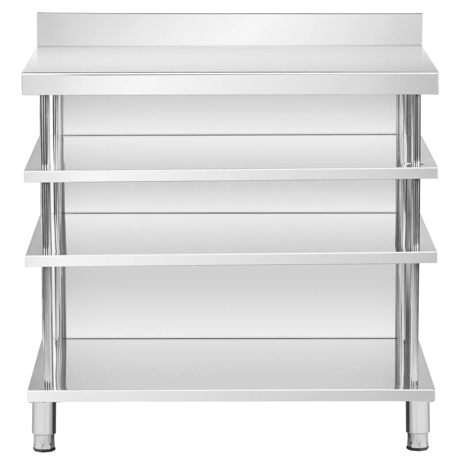 Tables – Gastronomy work bar table with edge, 4 shelves, - Carlat