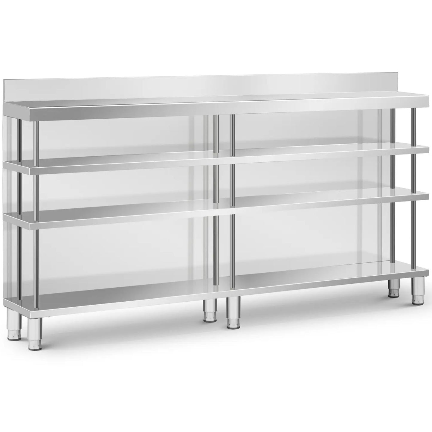 Tables – Gastronomy work bar table with edge, 4 shelves, - Carlat