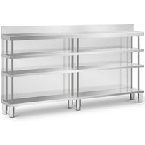 Tables – Gastronomy work bar table with edge, 4 shelves, - Carlat