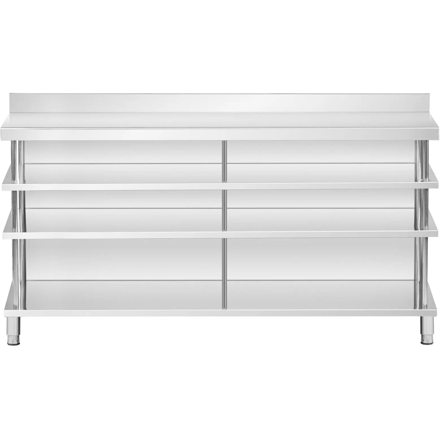 Tables – Gastronomy work bar table with edge, 4 shelves, - Carlat