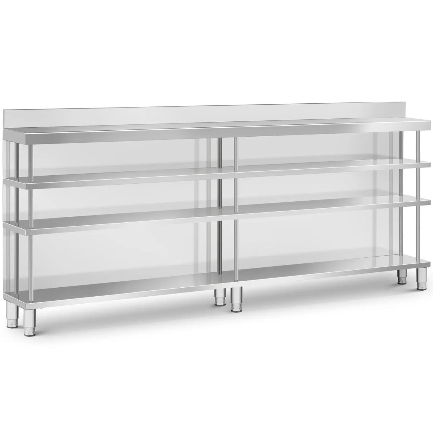Tables – Gastronomy work bar table with edge, 4 shelves, - Carlat