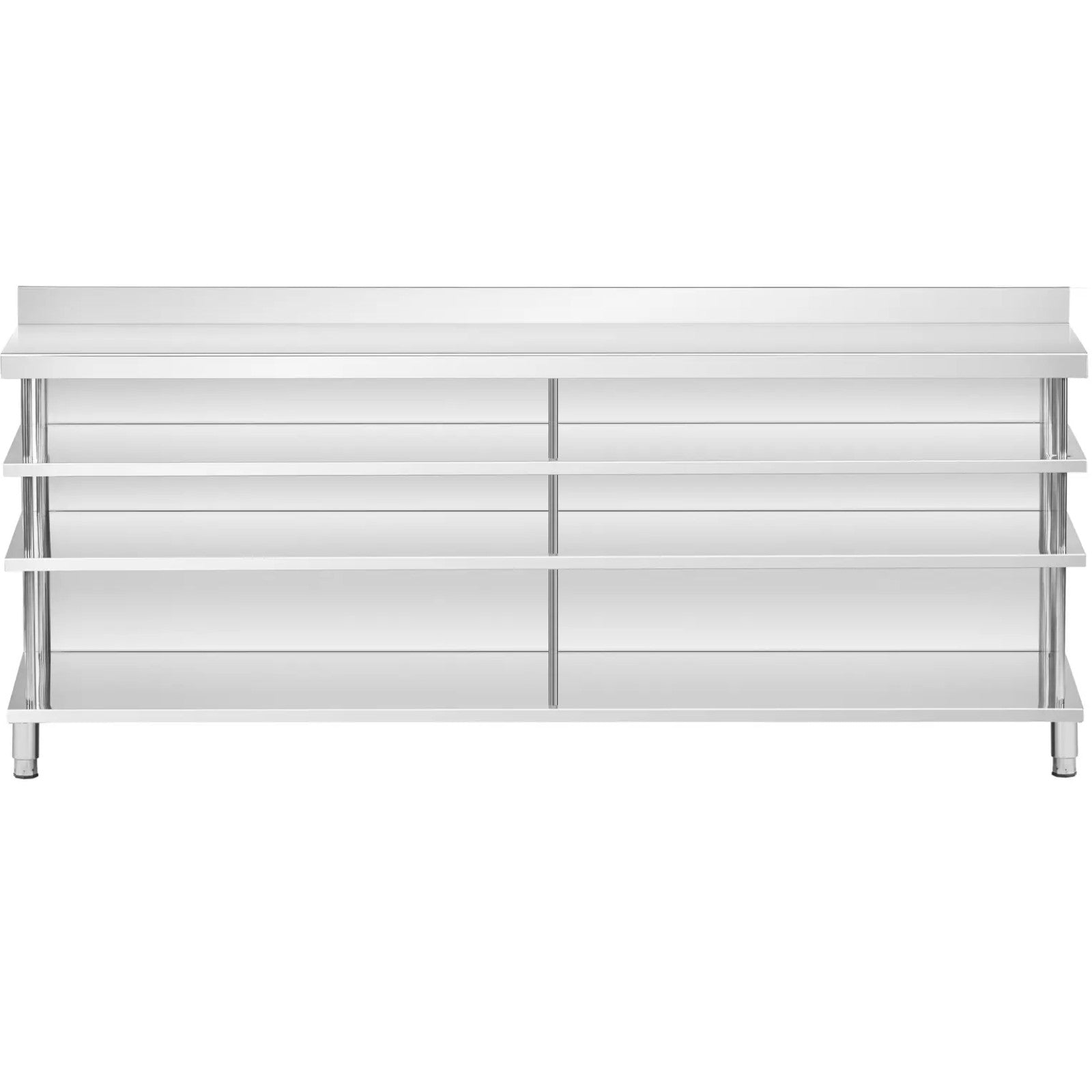 Tables – Gastronomy work bar table with edge, 4 shelves, - Carlat