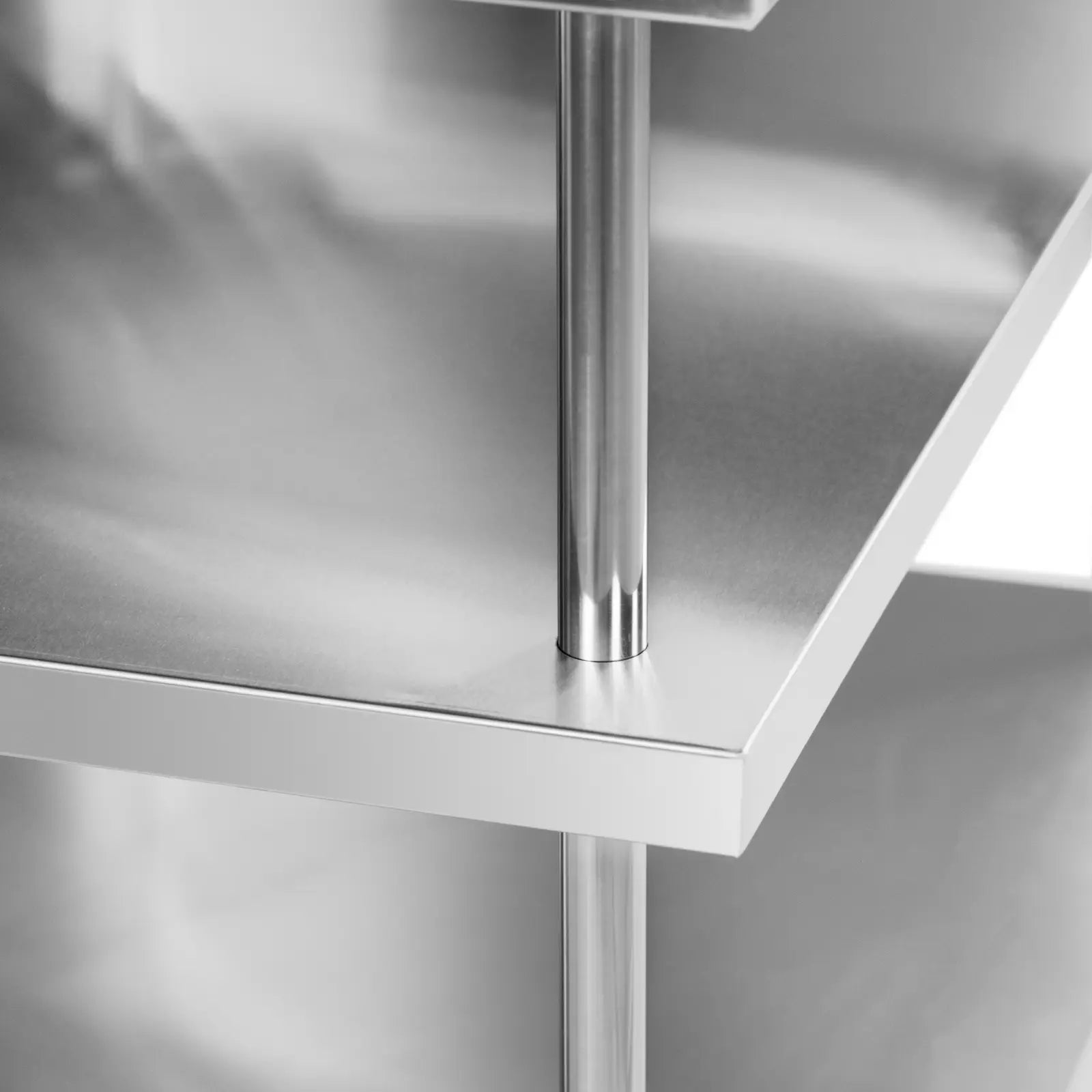 Tables – Gastronomy work bar table with edge, 4 shelves, - Carlat