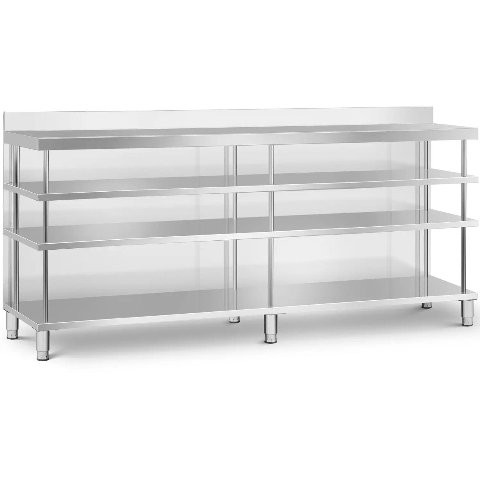 Tables – Gastronomy work bar table with edge, 4 shelves, - Carlat