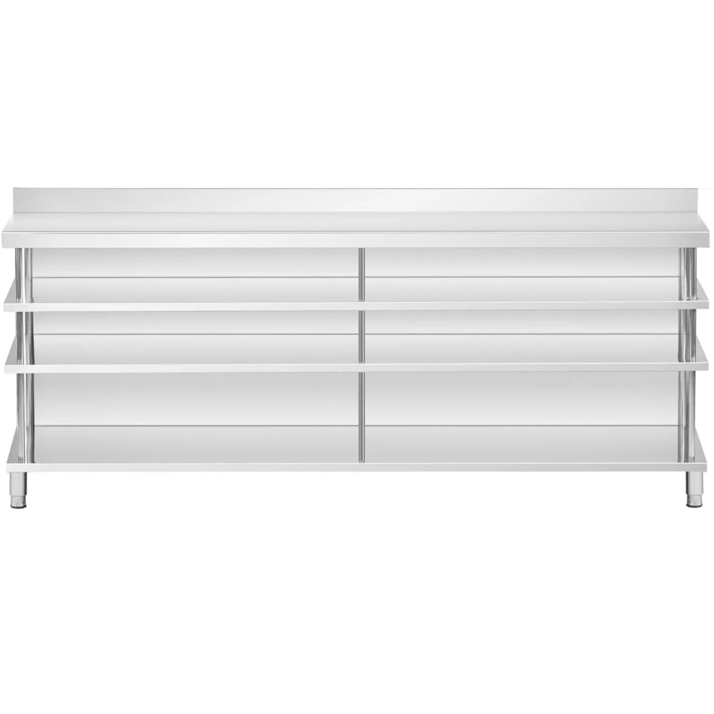 Tables – Gastronomy work bar table with edge, 4 shelves, - Carlat