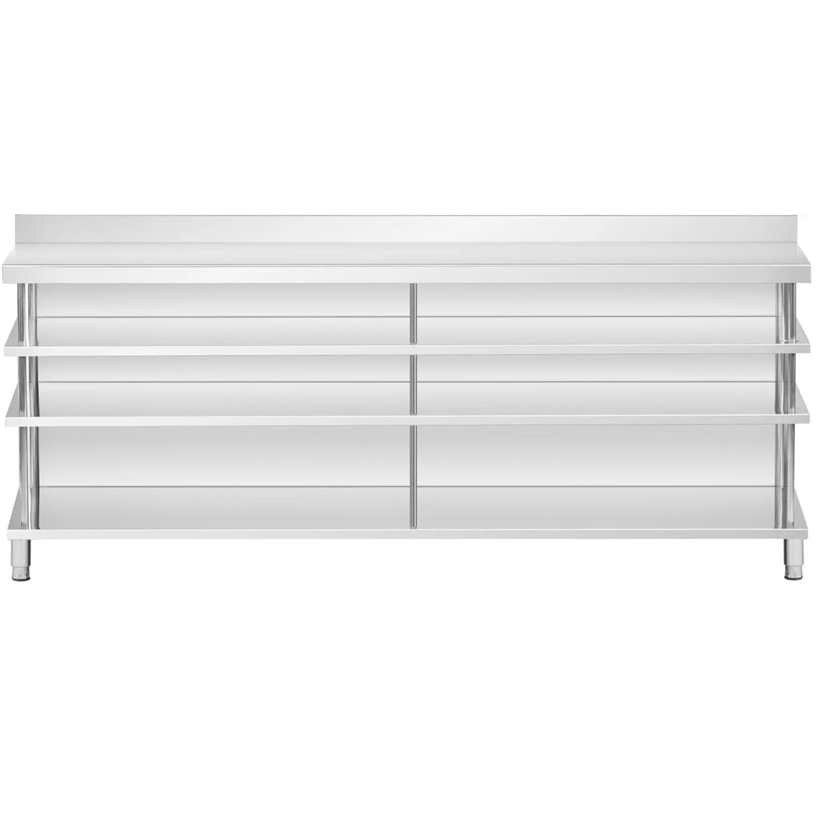 Tables – Gastronomy work bar table with edge, 4 shelves, - Carlat