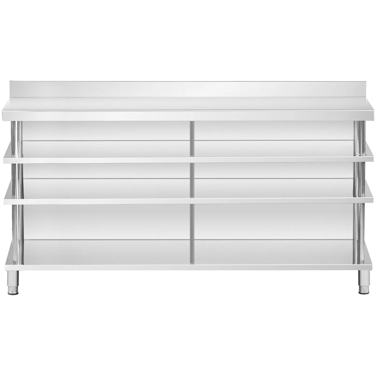 Tables – Gastronomy work bar table with edge, 4 shelves, - Carlat