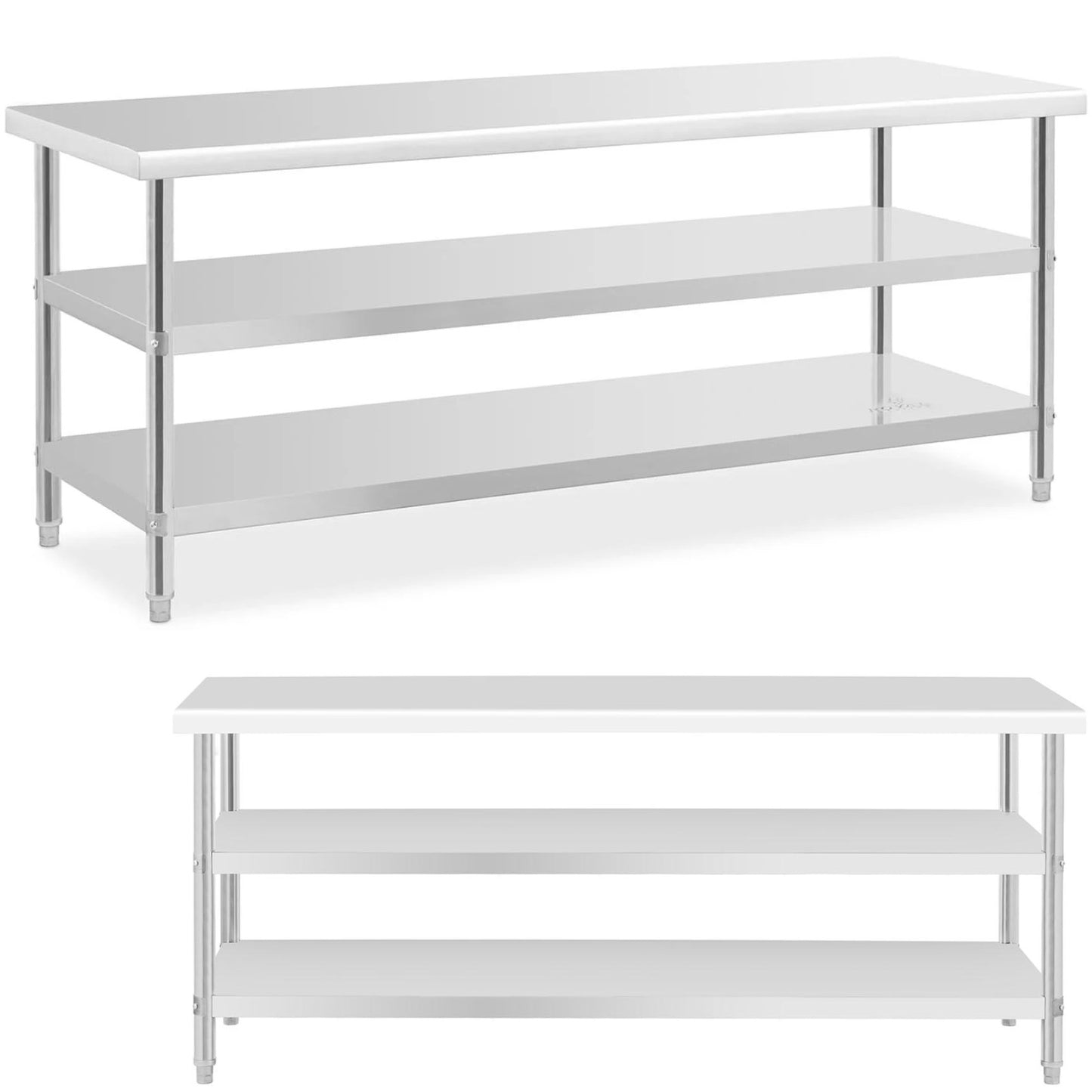 Tables – Kitchen table with 2 shelves, stainless steel, 200 - Carlat