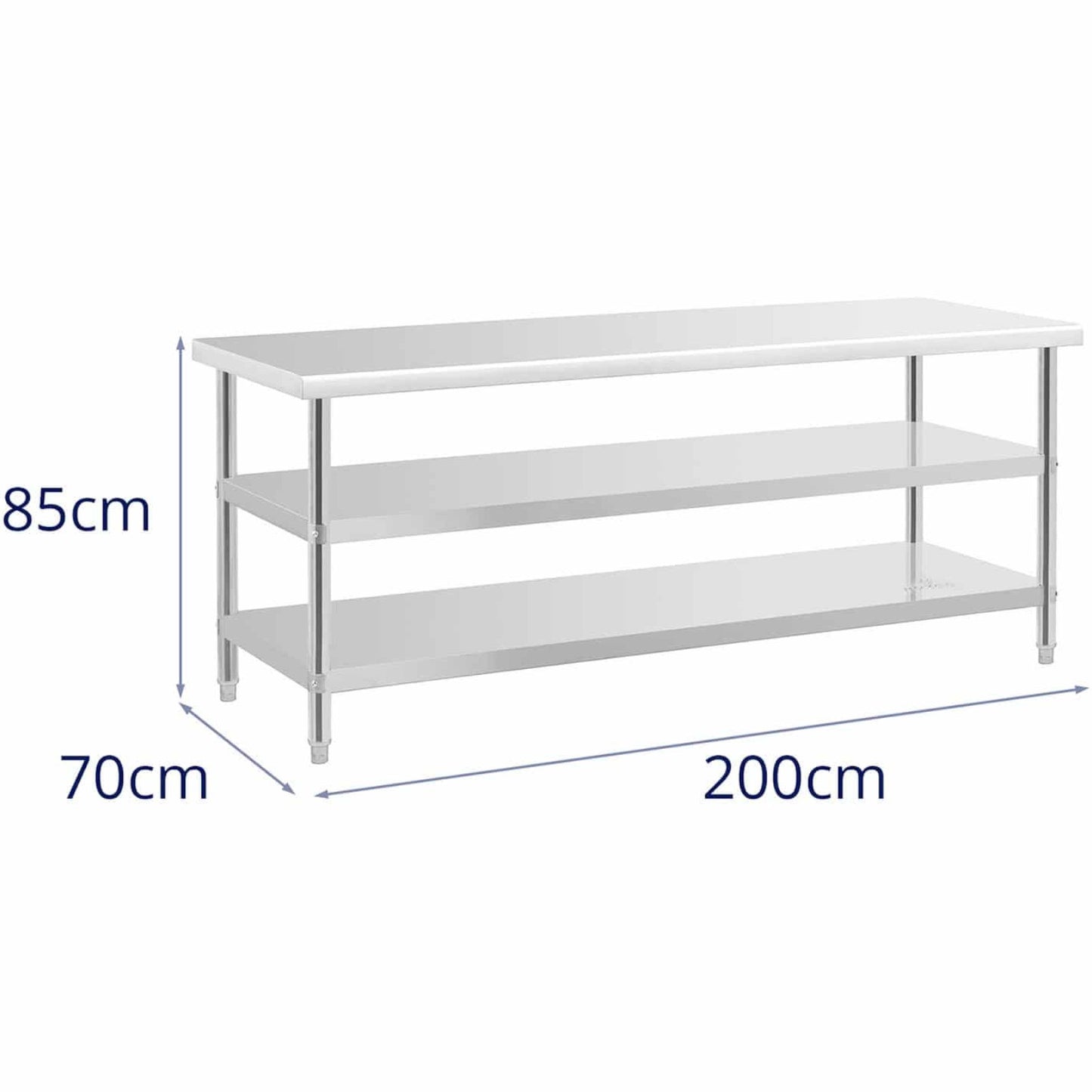 Tables – Kitchen table with 2 shelves, stainless steel, 200 - Carlat