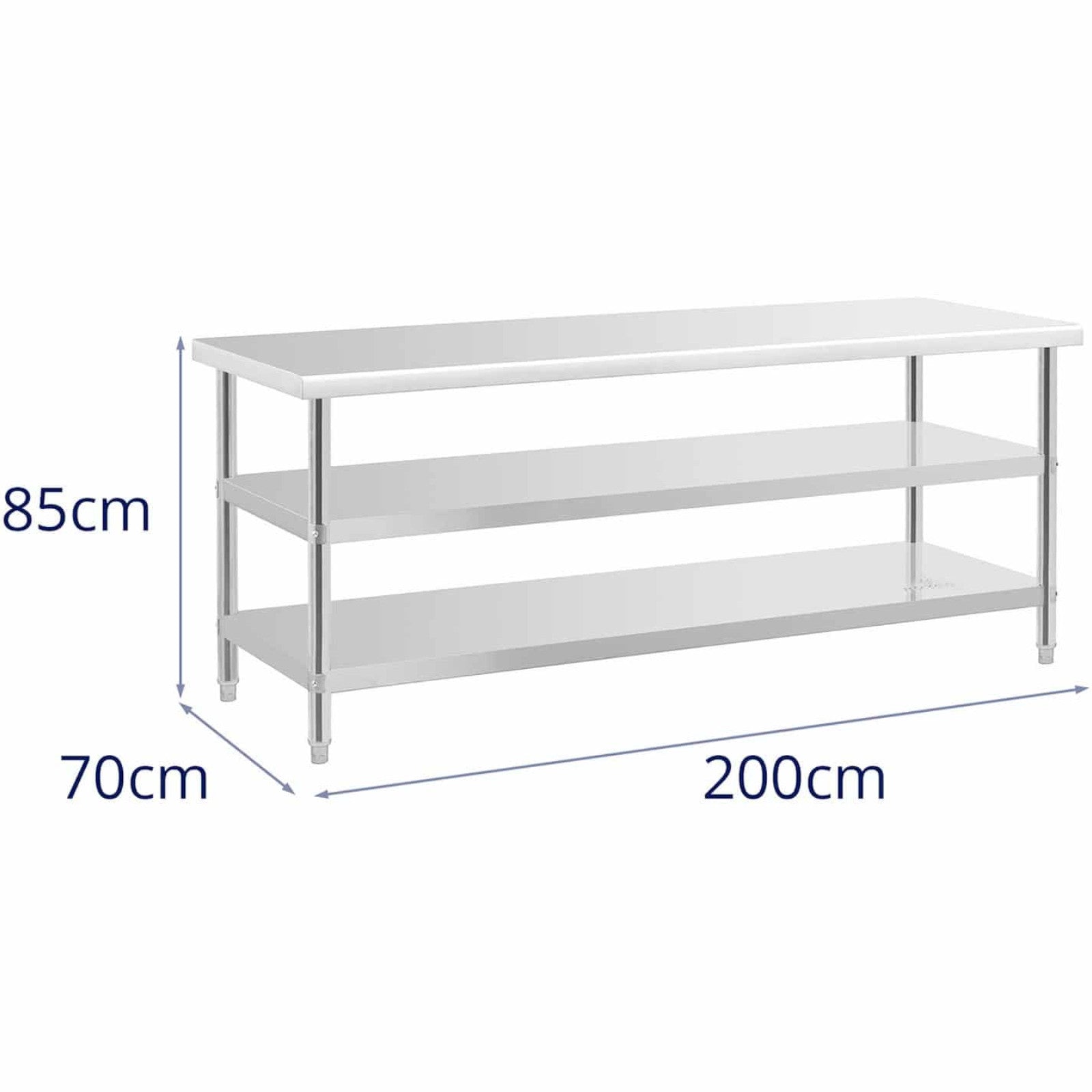 Tables – Kitchen table with 2 shelves, stainless steel, 200 - Carlat
