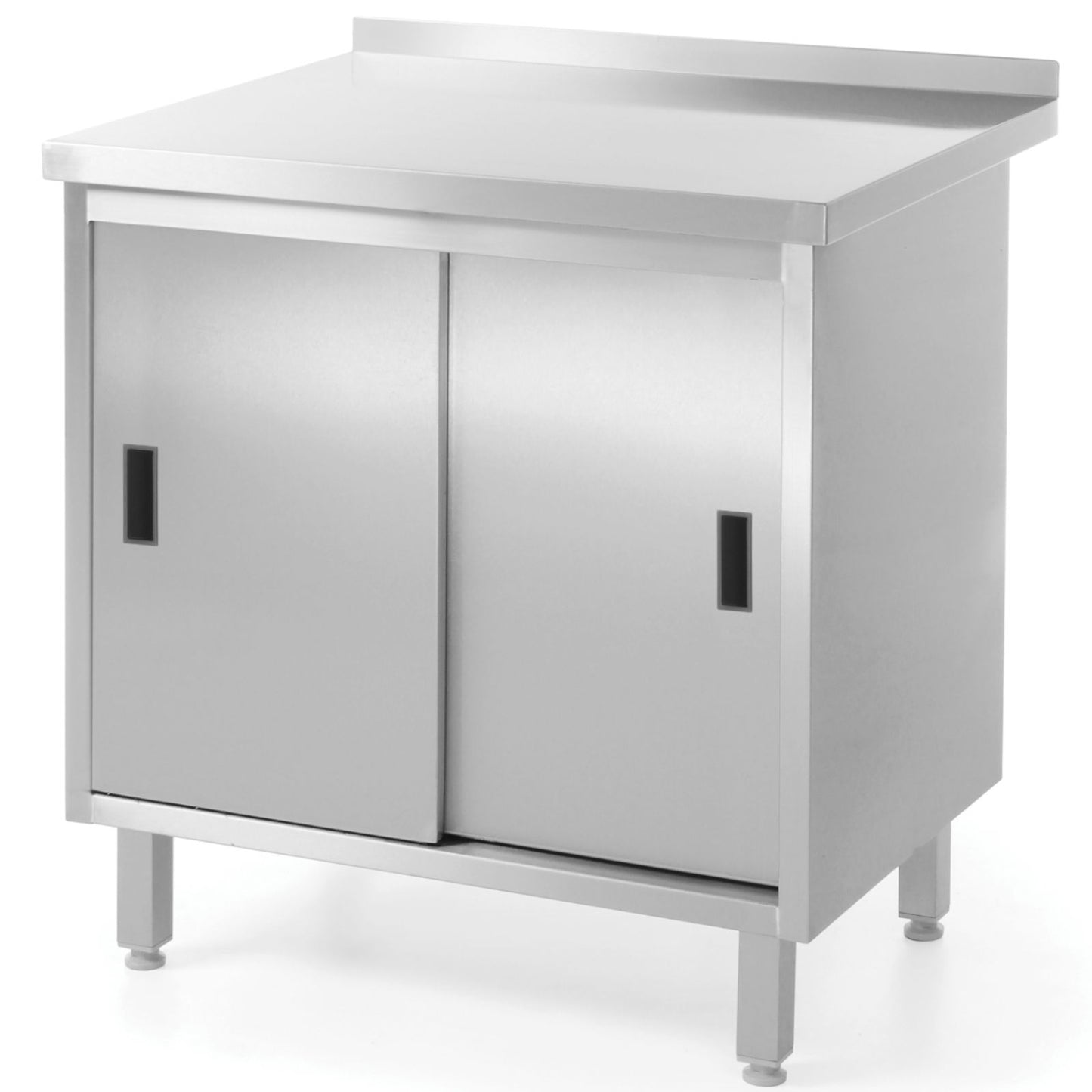 Tables – Kitchen worktop table with steel cabinet, sliding doors, - Carlat