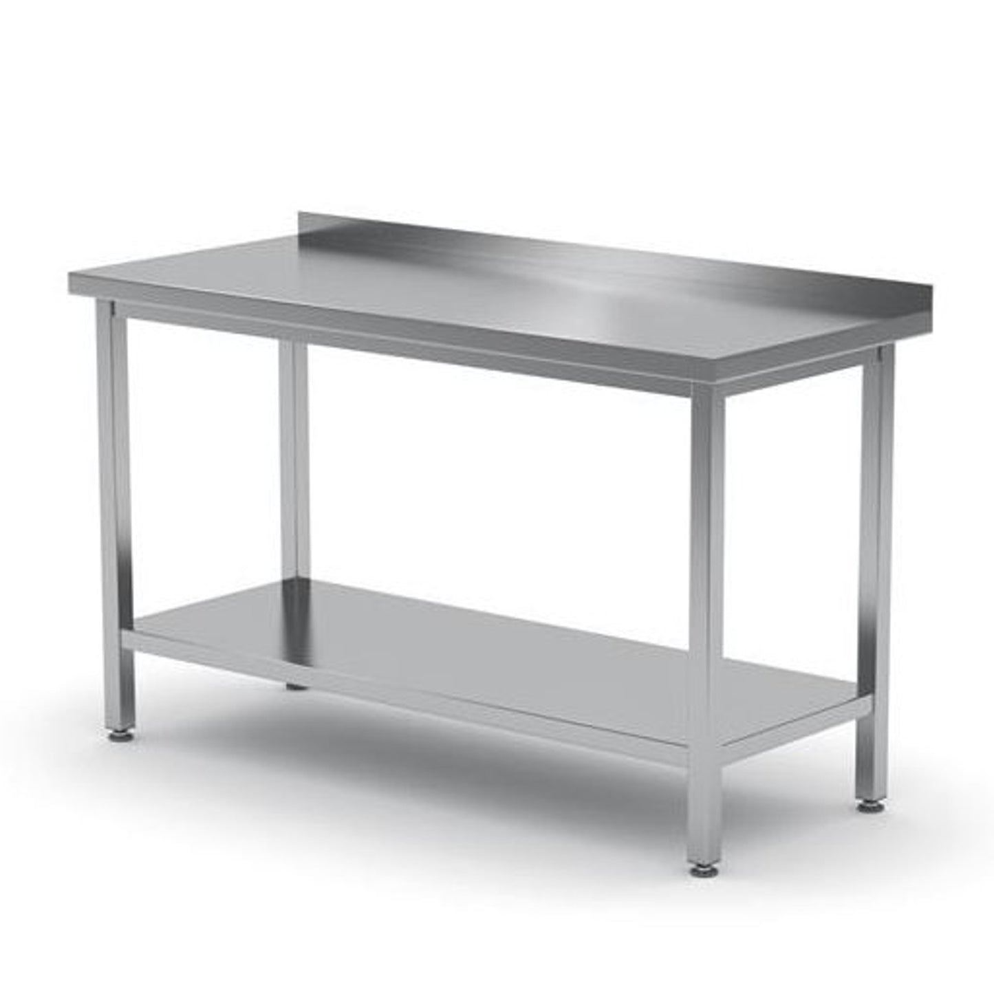 Tables – Steel kitchen worktop table, wall-mounted, with edge and - Carlat