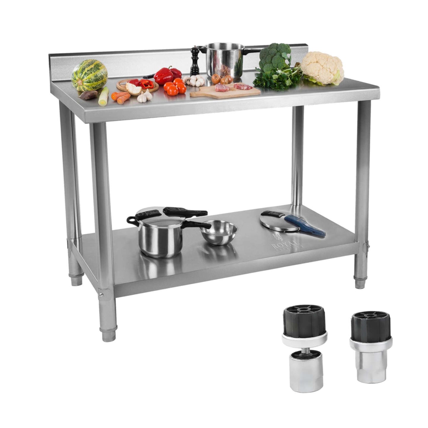 Tables – Table, catering worktop with stainless steel edge, 120x60cm - Carlat