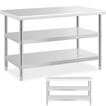 Tables – Table, central steel worktop, 2 shelves, 120 x - Carlat