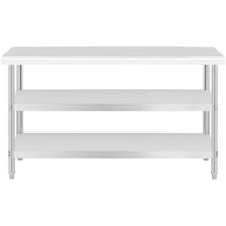 Tables – Table, central steel worktop, 2 shelves, 120 x - Carlat