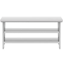Tables – Table, central steel worktop, 2 shelves, 120 x - Carlat