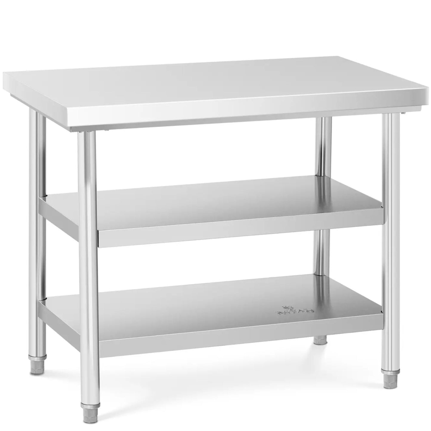 Tables – Table, central steel worktop, 2 shelves, 120 x - Carlat