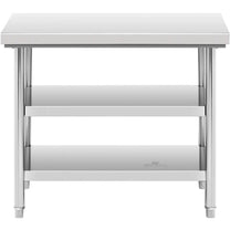 Tables – Table, central steel worktop, 2 shelves, 120 x - Carlat