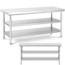 Tables – Table, central steel worktop, 2 shelves, 180 x - Carlat