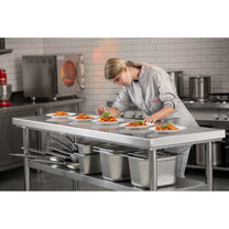 Tables – Table, central steel worktop, 2 shelves, 180 x - Carlat