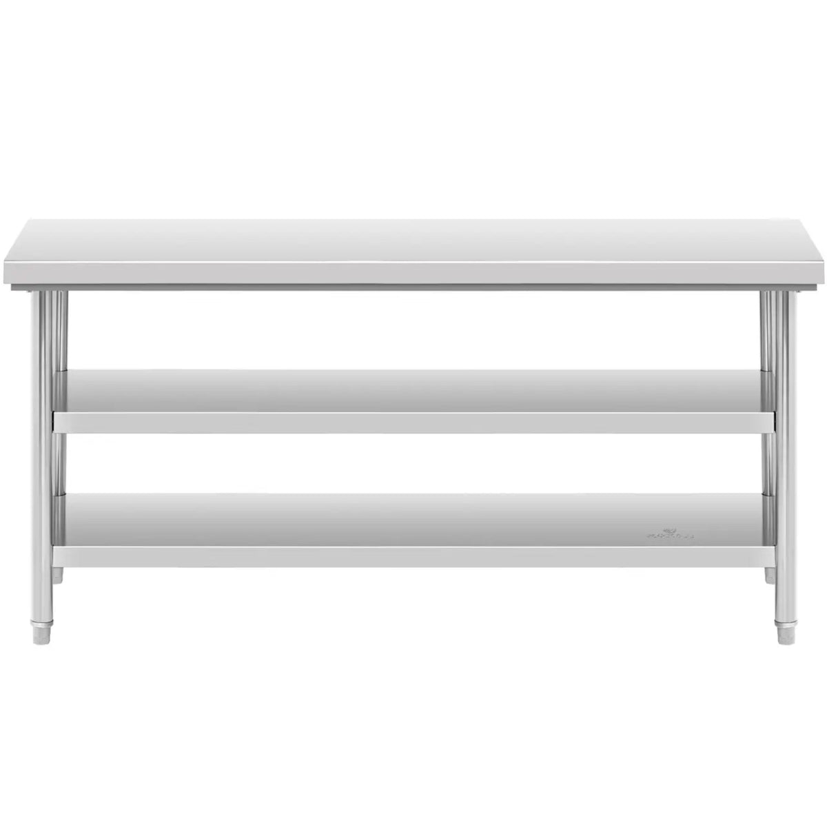 Tables – Table, central steel worktop, 2 shelves, - Carlat