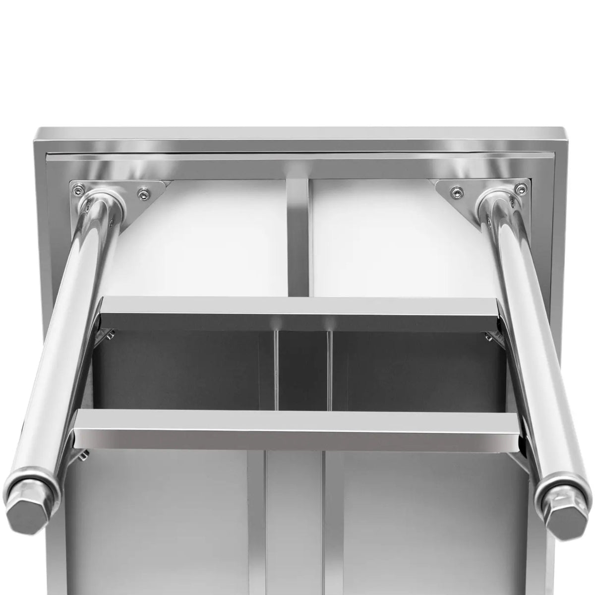 Tables – Table, central steel worktop, 2 shelves, - Carlat