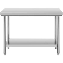 Tables – Table, central steel worktop with shelf, 120 x - Carlat