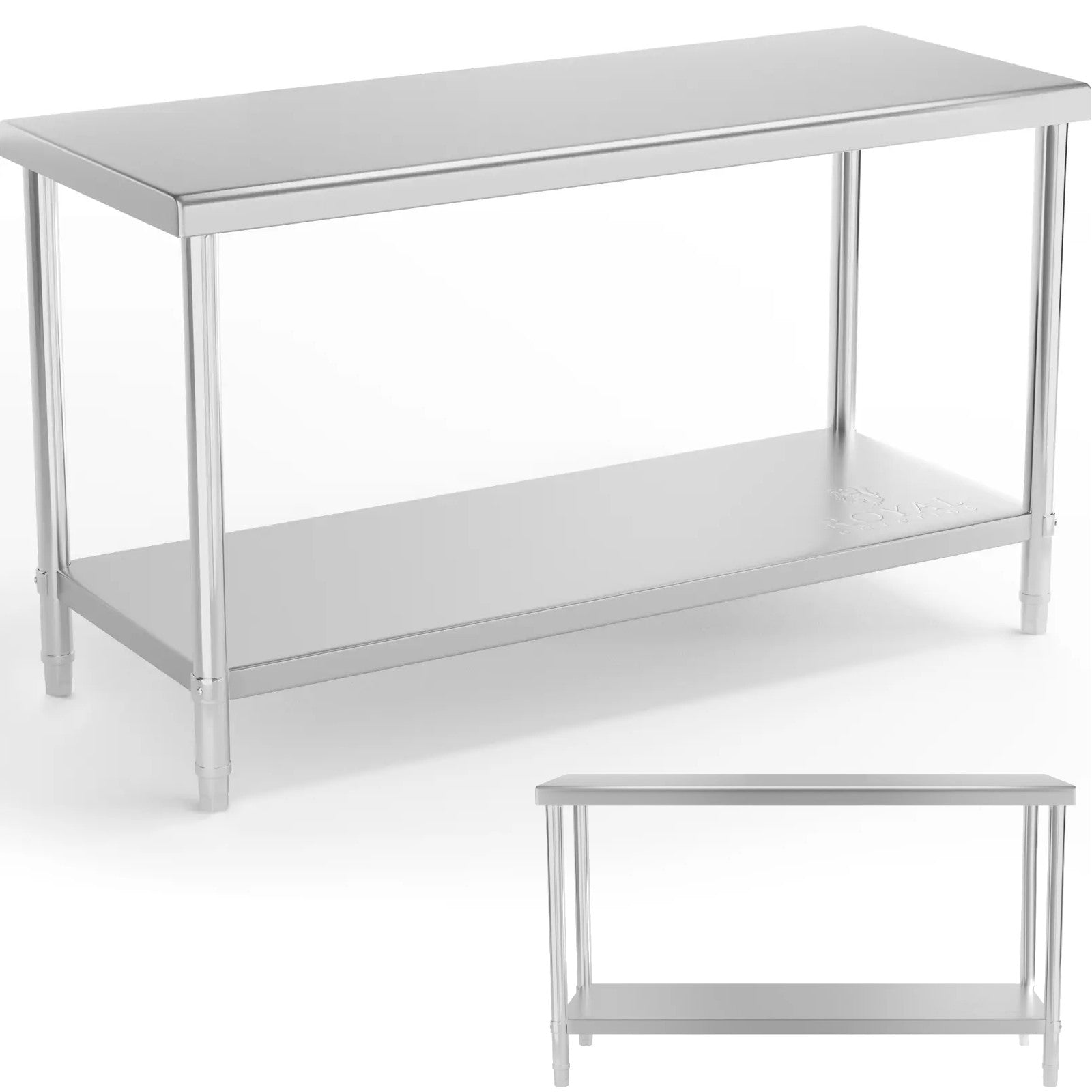 Tables – Table, central steel worktop with shelf, 150 x - Carlat
