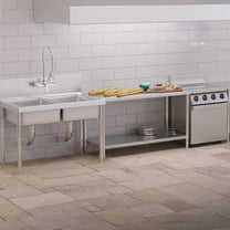 Tables – Table, central steel worktop with shelf, 150 x - Carlat
