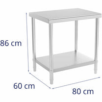 Tables – Table, central steel worktop with shelf 80 x - Carlat