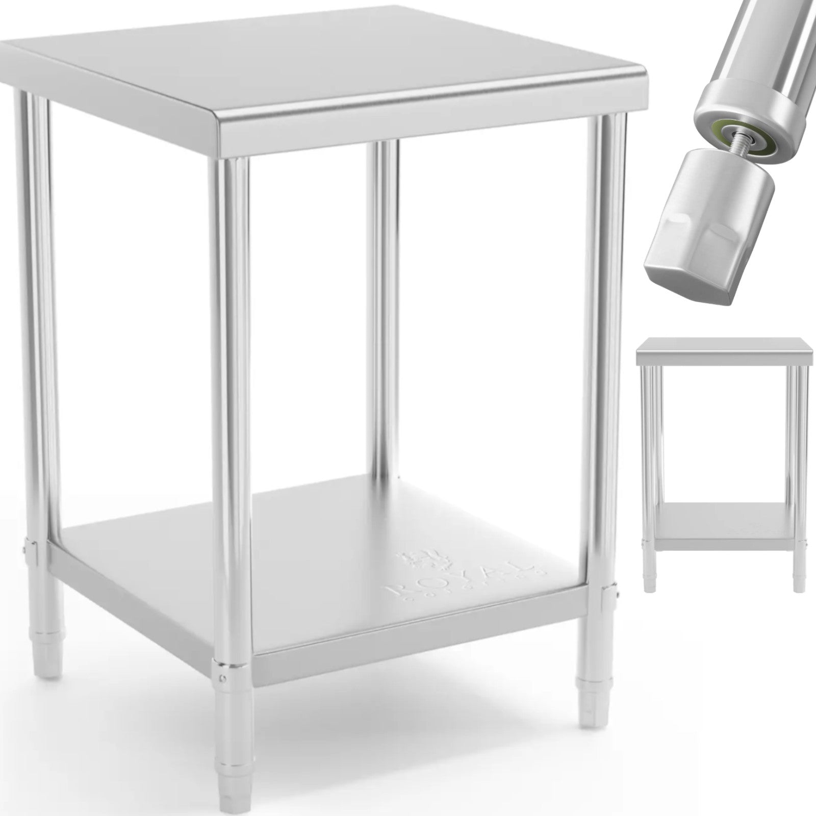 Tables – Table, central steel worktop with shelf 80 x - Carlat