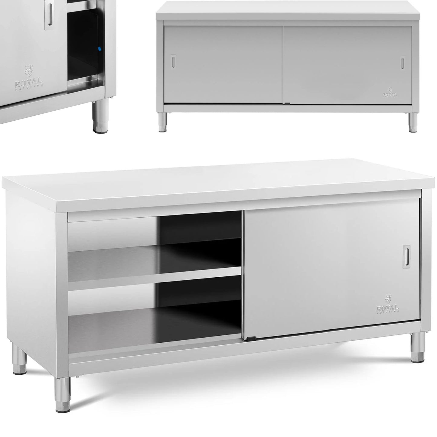 Tables – Table, central worktop with sliding door cabinet, 180 - Carlat