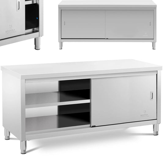 Tables – Table, central worktop with sliding door cabinet, 180 - Carlat
