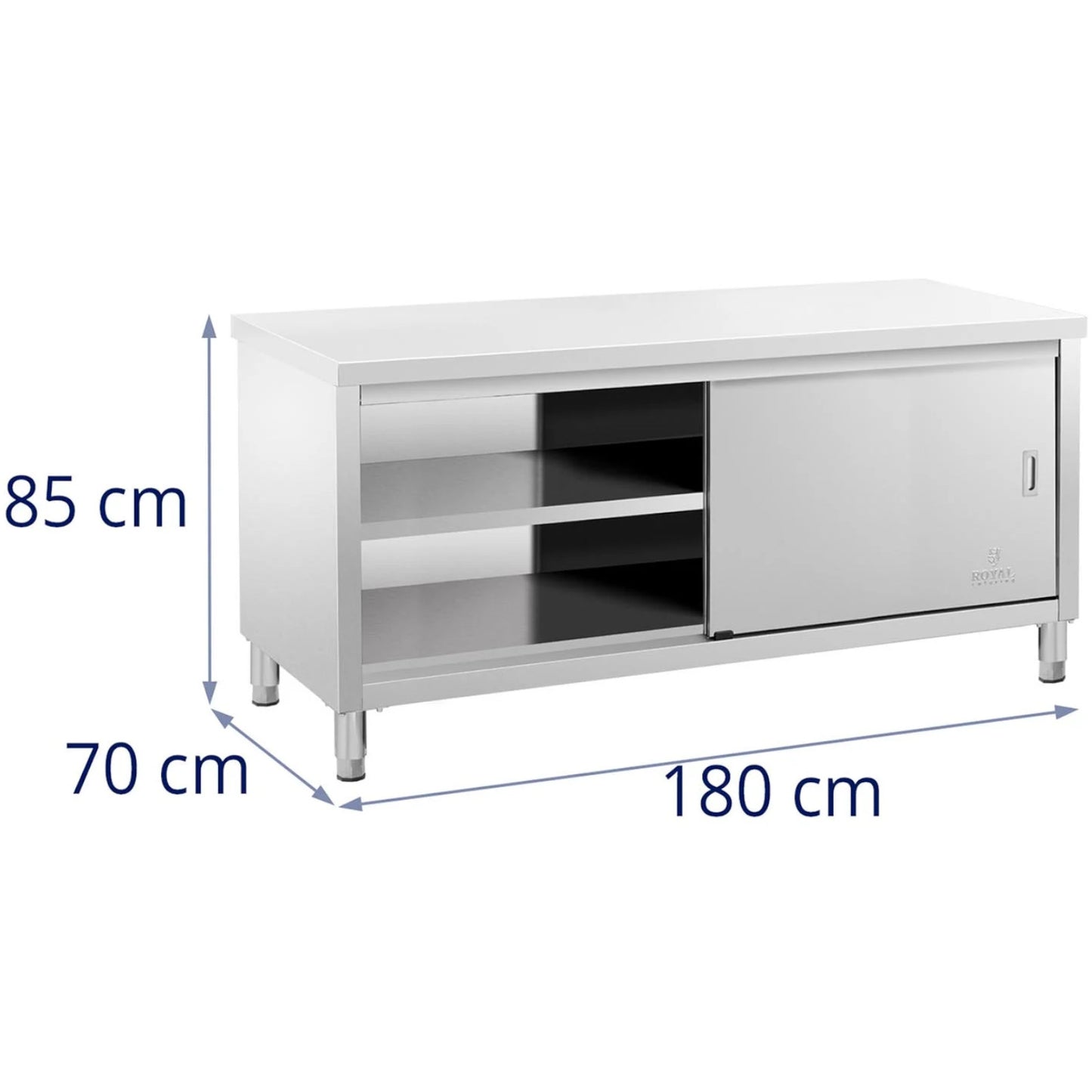 Tables – Table, central worktop with sliding door cabinet, 180 - Carlat