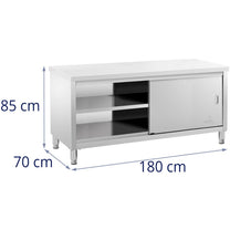 Tables – Table, central worktop with sliding door cabinet, 180 - Carlat