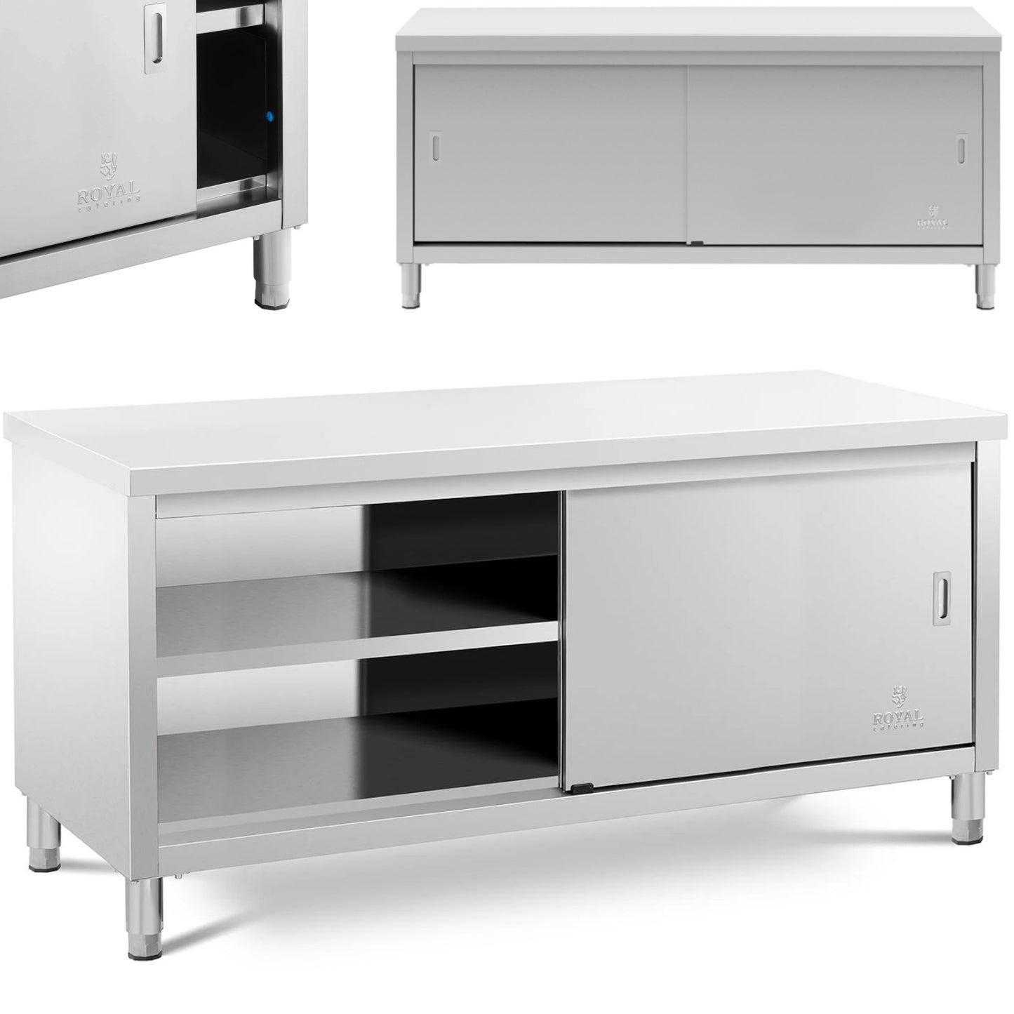 Tables – Table, central worktop with sliding door cabinet, 180 - Carlat