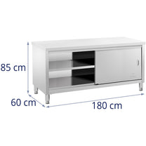Tables – Table, central worktop with sliding door cabinet, 180 - Carlat