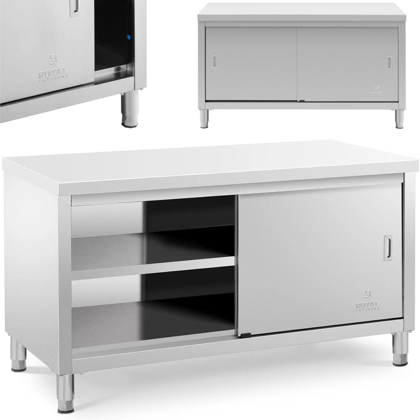 Tables – Table, central worktop with sliding door cabinet, 180 - Carlat