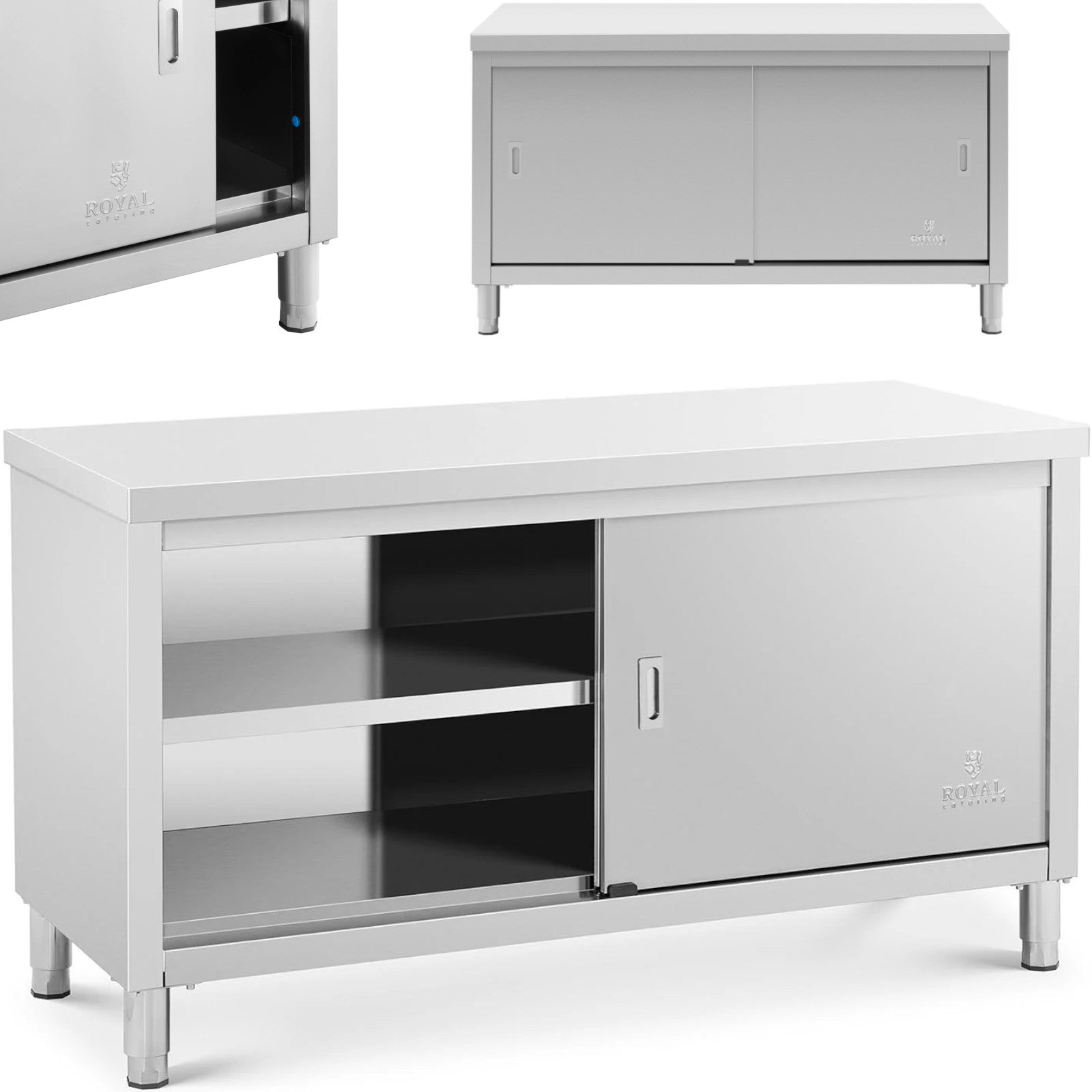 Tables – Table, central worktop with sliding door cabinet, 180 - Carlat