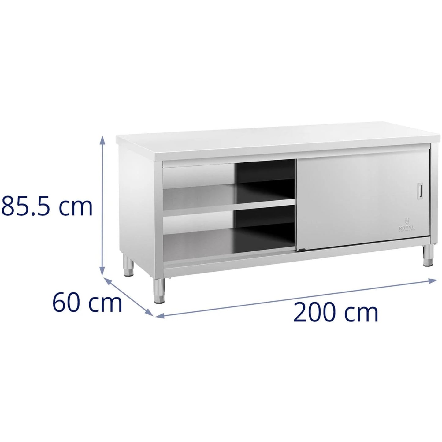 Tables – Table, central worktop with sliding door cabinet, 200 - Carlat
